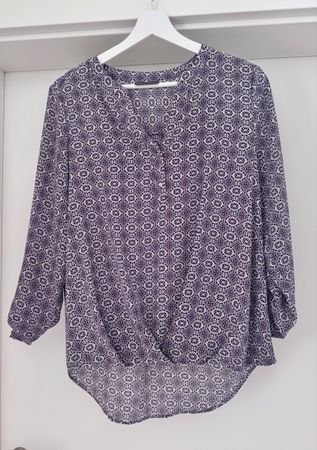 Bluse Damen dunkellila gemustert Grösse S 