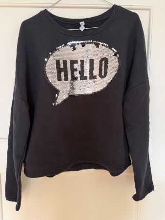 FB Sister Pullover Schwarzes Sweatshirt Wende-Pailletten M