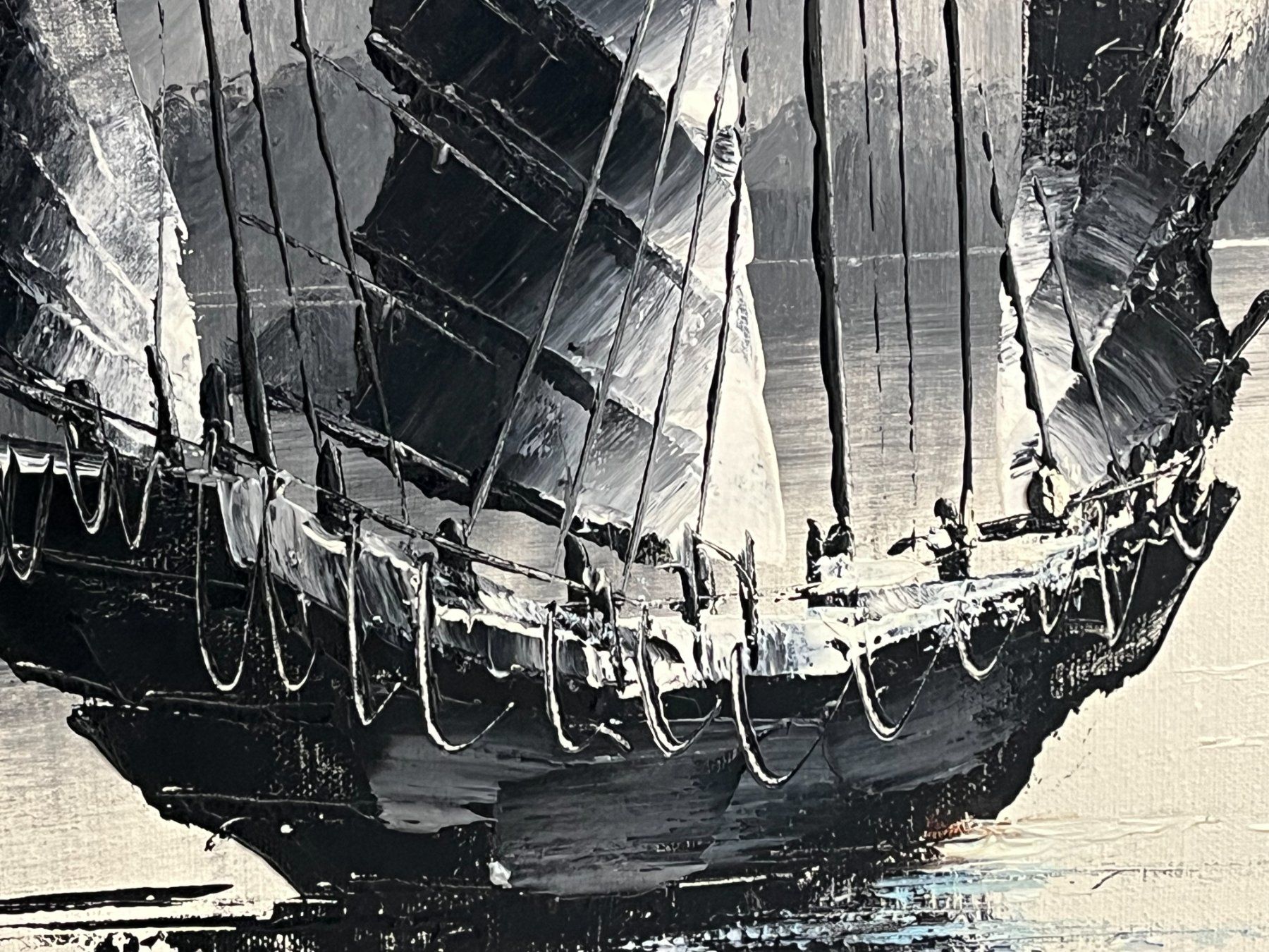Dipinti: TOLL WUNDERSCHONES BILD SCHWARZ-WEISSE SEELANDSCHAFT – Usato da Basel venduto da Kaffee_und_Kunst 4