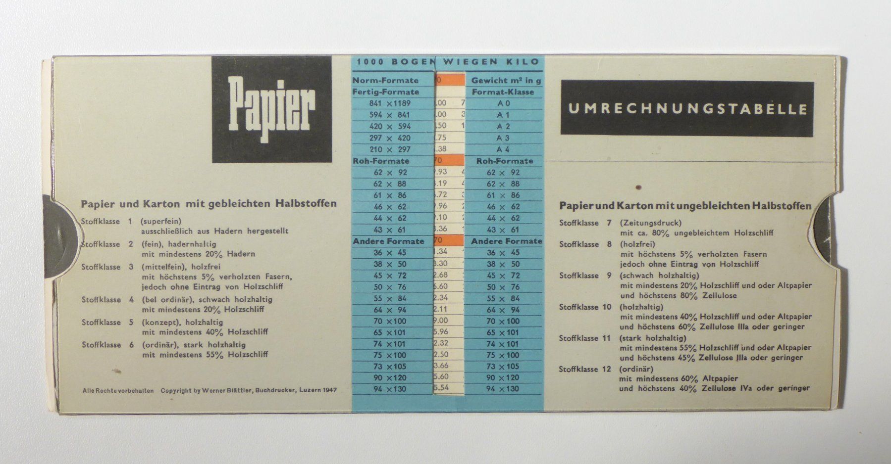 Bücher: Werner Blättler: Papier. Luzern 1947. – Gebraucht aus Erschwil von taglang 8