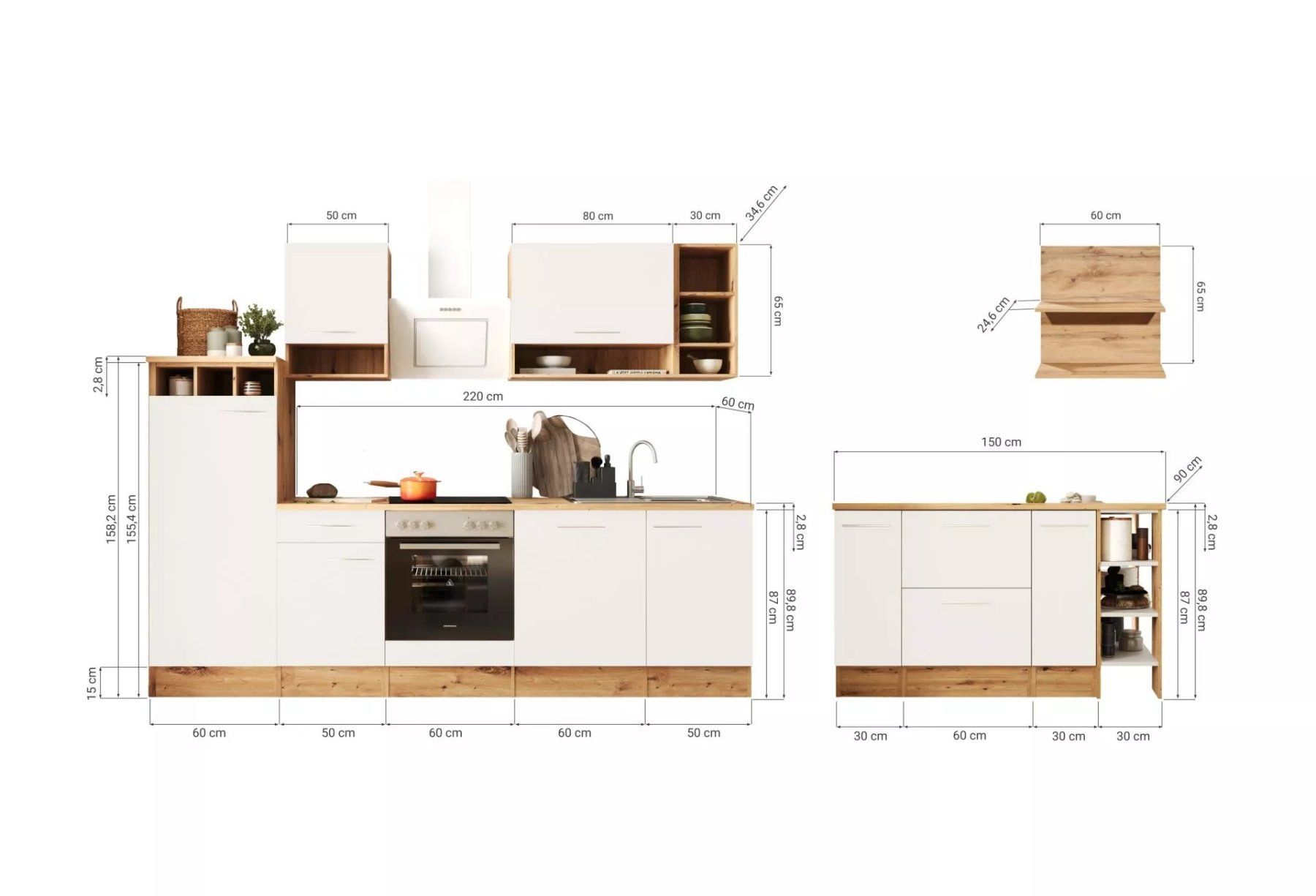 Cucine complete: 920 - Inselküche Einbauküche Eiche Grau Hilde 280cm – Nuovo e nell'imballaggio originale da Wallenwil venduto da toesstalvertrieb 8
