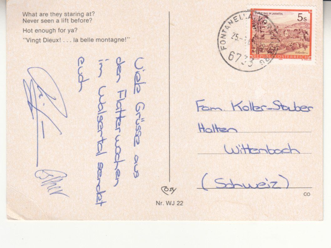 Cartoline postali: Humorkarte Sessellift 1988 – Usato da Bürglen TG venduto da StampGraf 1