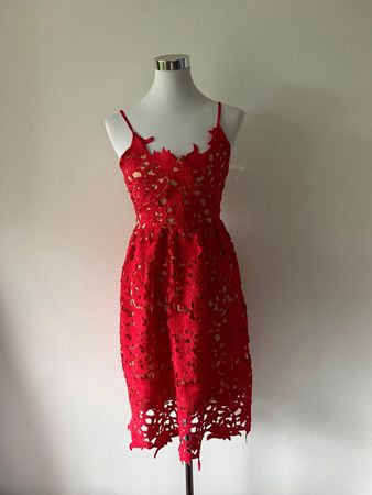 Rotes Spitzenkleid von Vero Moda, Grösse 34 - Sommer!