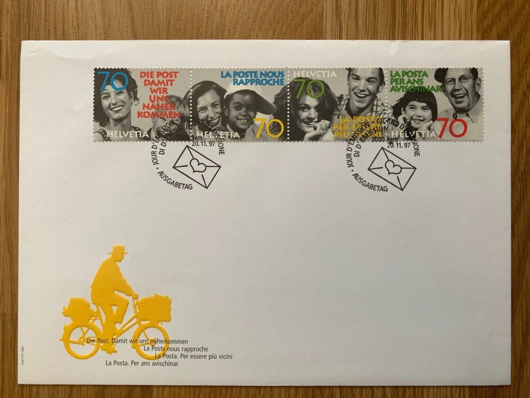 Alle Briefmarken: FDC Die Post. Damit wir uns näher kommen 20.11.97 – Neu (gemäss Beschreibung) aus Landquart von interesse63