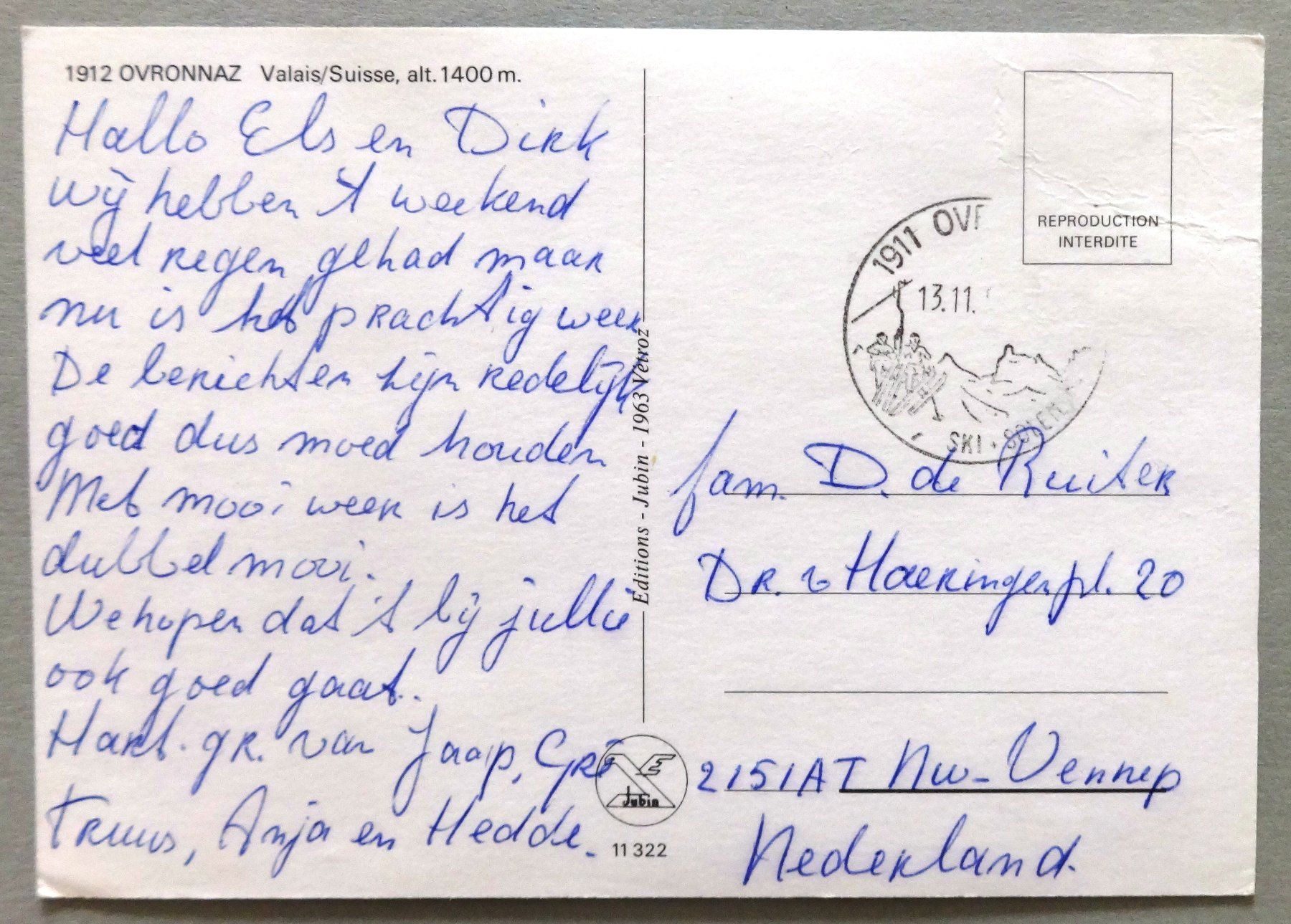 Cartoline postali: Ovronnnaz, alt. 1400 m – Difettoso da Fétigny venduto da Billy2miny 1