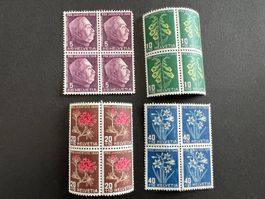 Pro Juventute 1948 Viererblock Satz  ** und *  (4135)