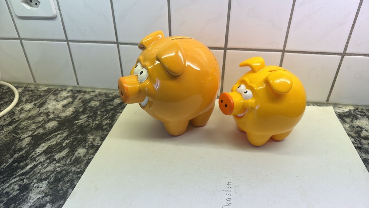 Salvadanai: Sparschwein Keramik orange und Miggi. – Nuovo (secondo la descrizione) da Mellingen venduto da Wupper
