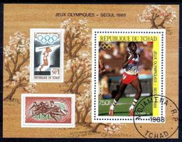TCHAD OLYMPIADE IN SEOUL 1988 BLOCK GESTEMPELT - A138