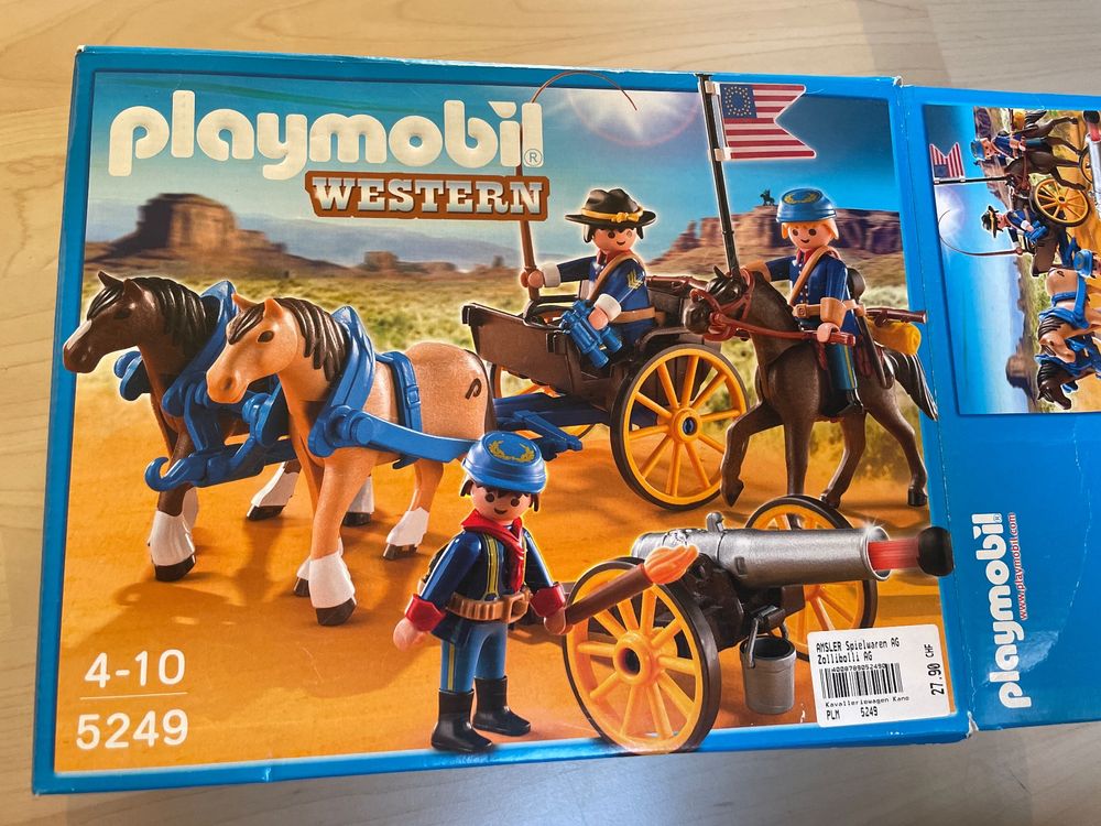Playmobil Western 5249 Nordistes - Châssis De Cavalerie Avec Charrette, Occasion, Bon état