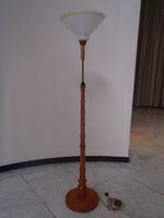Art Deco Stehlampe Holz Bambusartig Glas