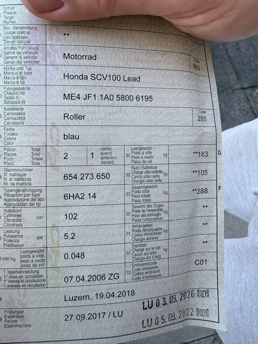 Honda Strasse: Roller Honda blau – Gebraucht aus Hochdorf von si981978 4
