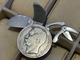 Couteau de poche pièce de monnaie 5 francs 1852 très rare