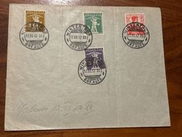 12.12.1912 Alter Briefumschlag mit 5 Helvetia Marken 1912