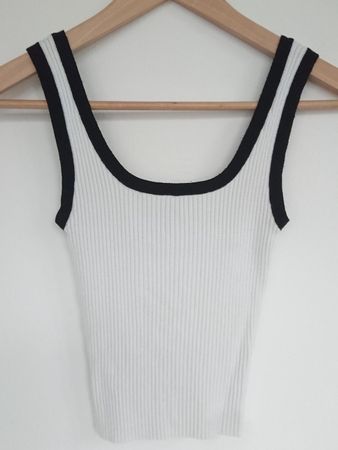 Damen Feinripp Crop Top DIVIDED H&M Gr. XS Weiss Schwarz