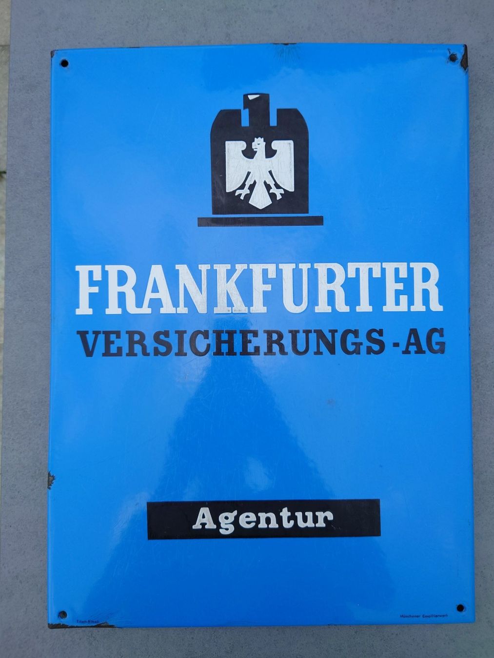 Schilder: Emailschild Frankfurter Versicherungs-AG – Gebraucht aus Abtwil SG von rabbit64