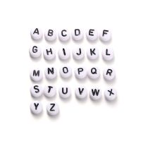 Acrylperlen Alphabet Weiss-Schwarz 26x20Stück