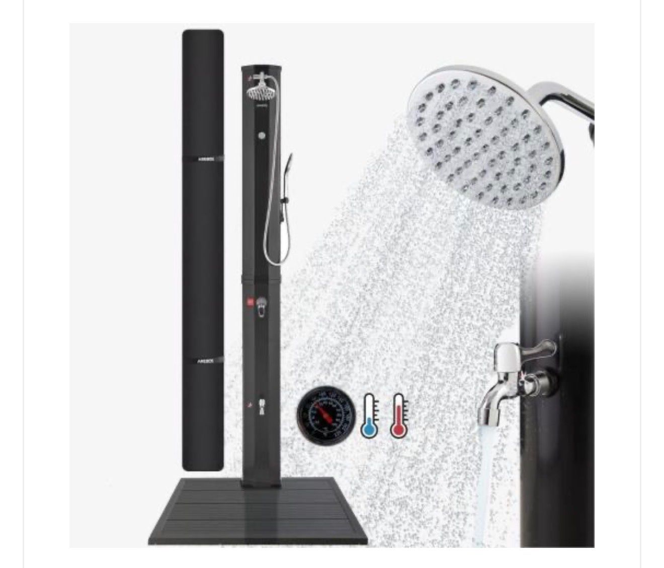 Docce: Solardusche 60L schwarz + Bodenplatte Anthrazit – Nuovo e nell'imballaggio originale da Amriswil venduto da JaJa-Express
