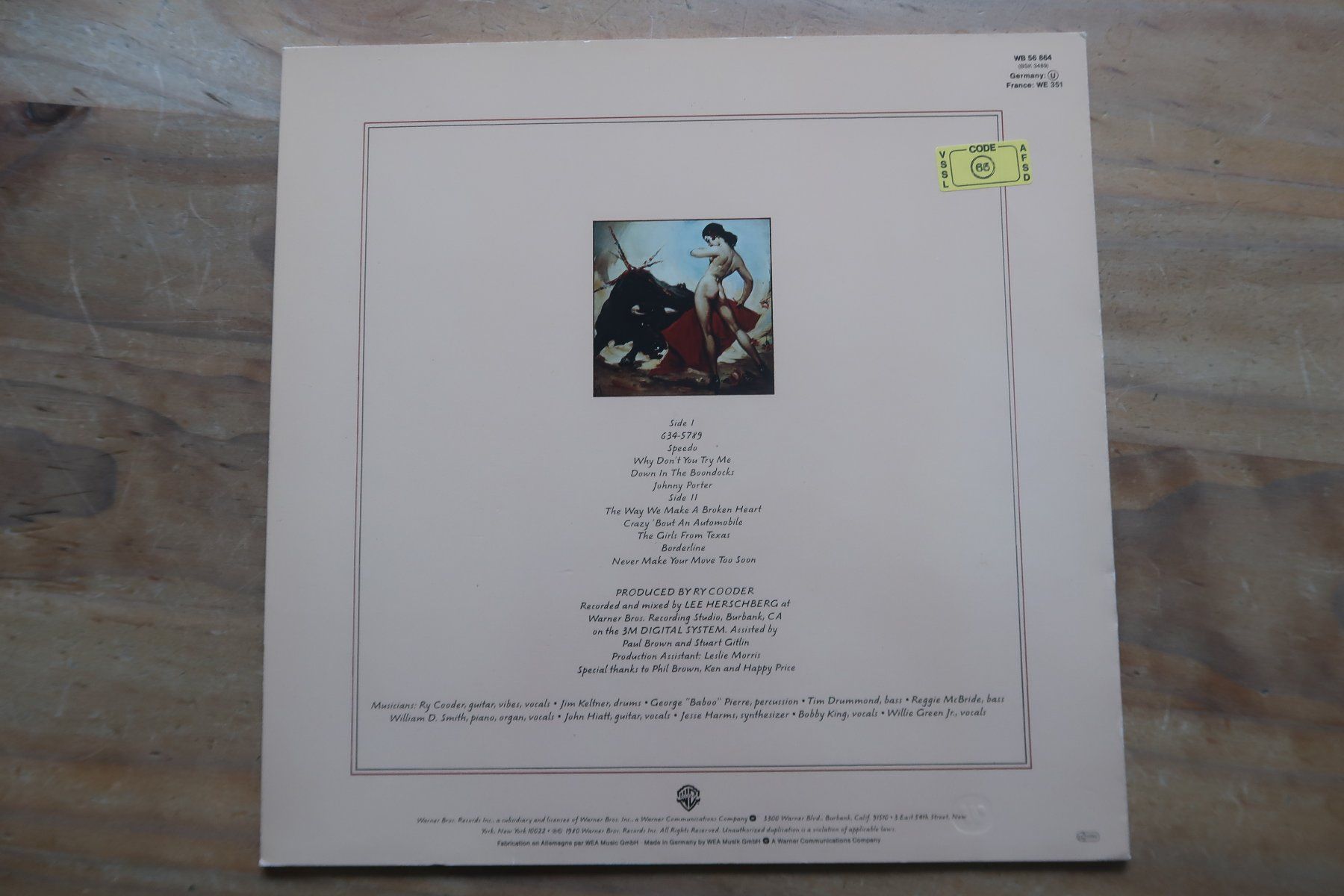 Dischi in vinile: RY COODER - BORDERLINE - VINYL LP – Usato da Basel venduto da Patiscat 1