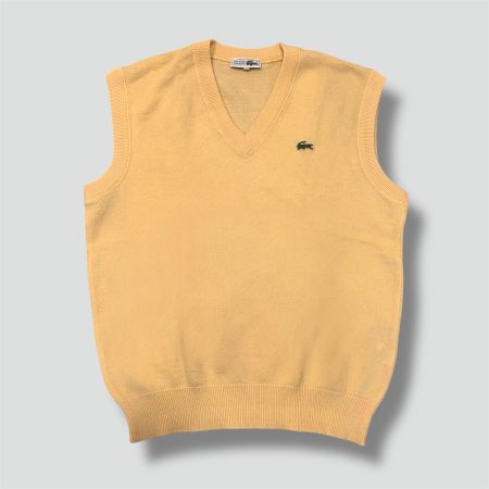 Lacoste vintage 80s yellow wool vest retro 90s shirt