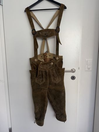Oktoberfest Lederhose mit Trägern Echtleder braun Gr. 50