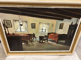 Tableau ancien, chambre, huile sur toile.