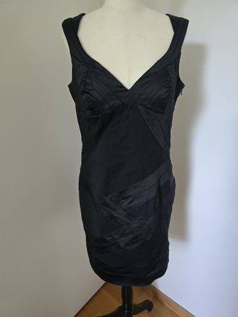 Alberto Makali Etuikleid Gr. L 40 – Schwarz Satin Bodycon 