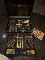 SBS Besteck Solingen 24K hartvergoldet, Modell Wien 69/70tl.