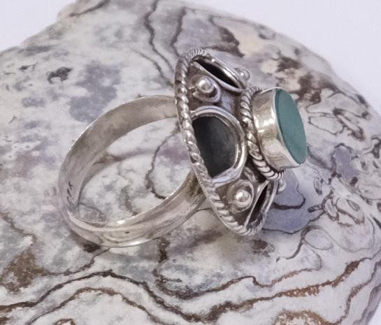 Anelli: Silberring Malachit Vintage – Usato da Zürich venduto da Melody2000 2
