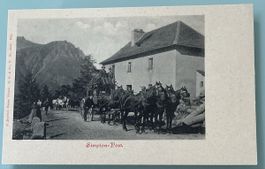Alte Ansichtskarte Simplon-Post Pferdekutsche 