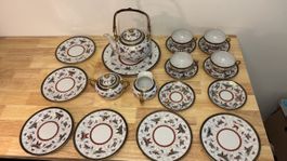 Elegantes Porzellan Teeservice 20-tlg. mit Vogeldekor & Gold