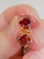 2CT YELLOW Gold color red Moissanite earrings certificate