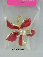 Brosche - ORCHIDEE mit Glitzersteinen - 4,5x4,5cm