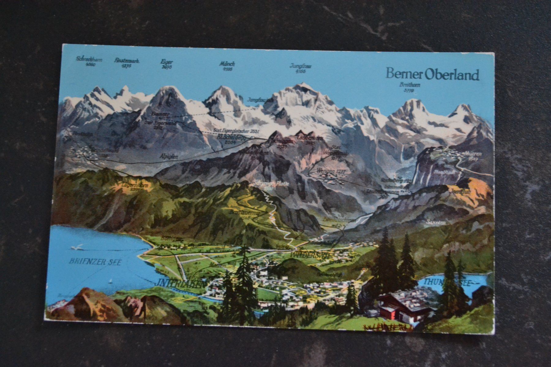 Cartoline postali: AK Interlaken mit Berner Oberland BE – Usato da Beinwil am See venduto da kajak55