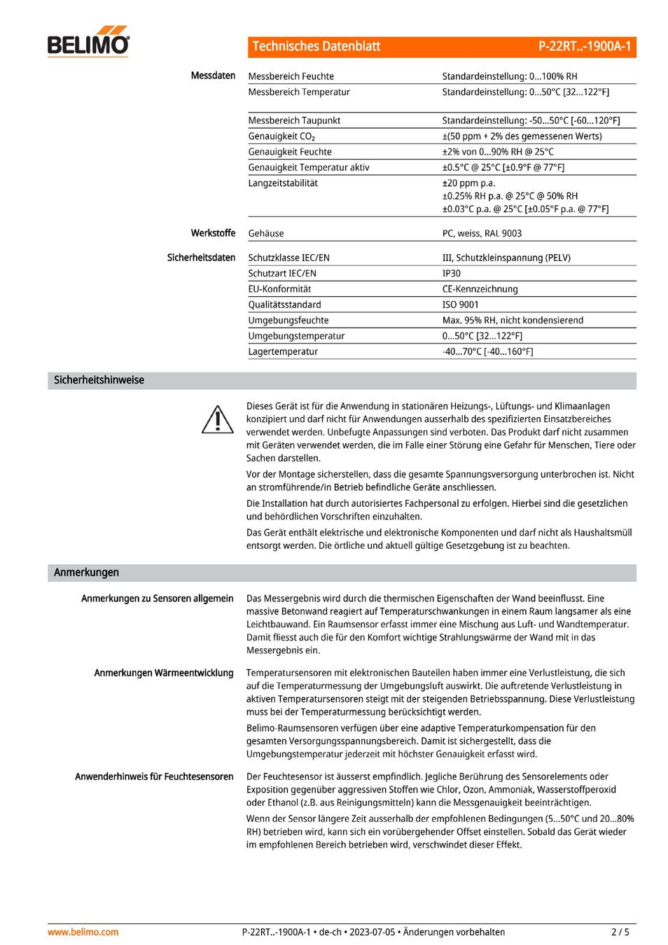Belimo Elektronikbauteile: Raumbediengerät Belimo, P-22 RTM-1900 A-1, CO2, T, r.H. – Neu und originalverpackt aus Herisau von Clarkkent 5