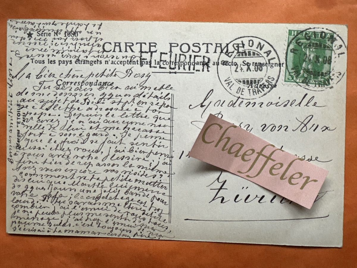 Cartoline postali: 1908 antike Postkarte La Modiste – Usato da Zürich venduto da Chaeffeler 1