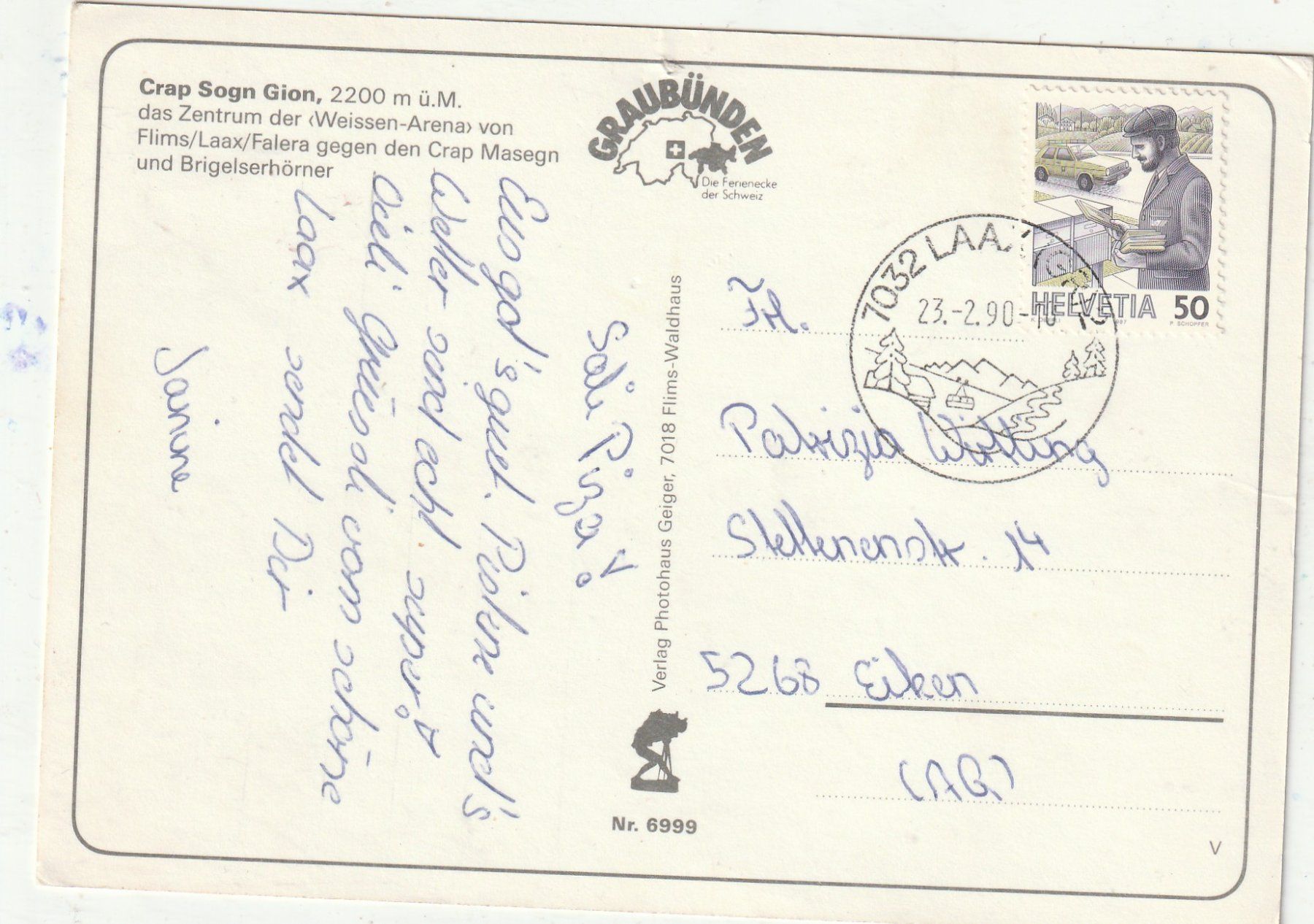 Cartoline postali: Laax Crap Sogn Gion um 1990 – Usato da Lumbrein venduto da made02 1
