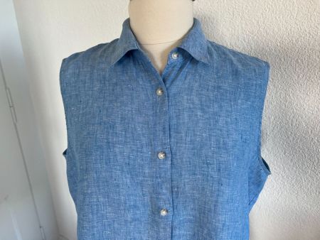 UNIQLO Damen Bluse, 100% Leinen, Gr. XL, Blau