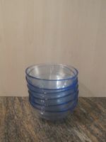 6er Set Dessertschalen Müeslischalen Snacks, Glas, blau Rand