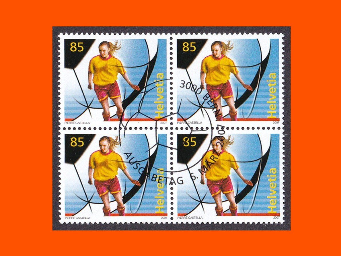 Tutti i francobolli: Viererblock "Frauenfussball" (2007) – Nuovo (secondo la descrizione) da Dübendorf venduto da Jumbo1990