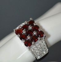GRANATEN & ZIRKONIA Silberring * Gr.18