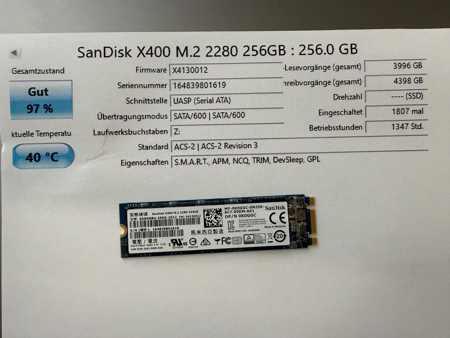 Disques durs: SanDisk 256GB  SSD – D'occasion à Siebnen par icrservicesolutions