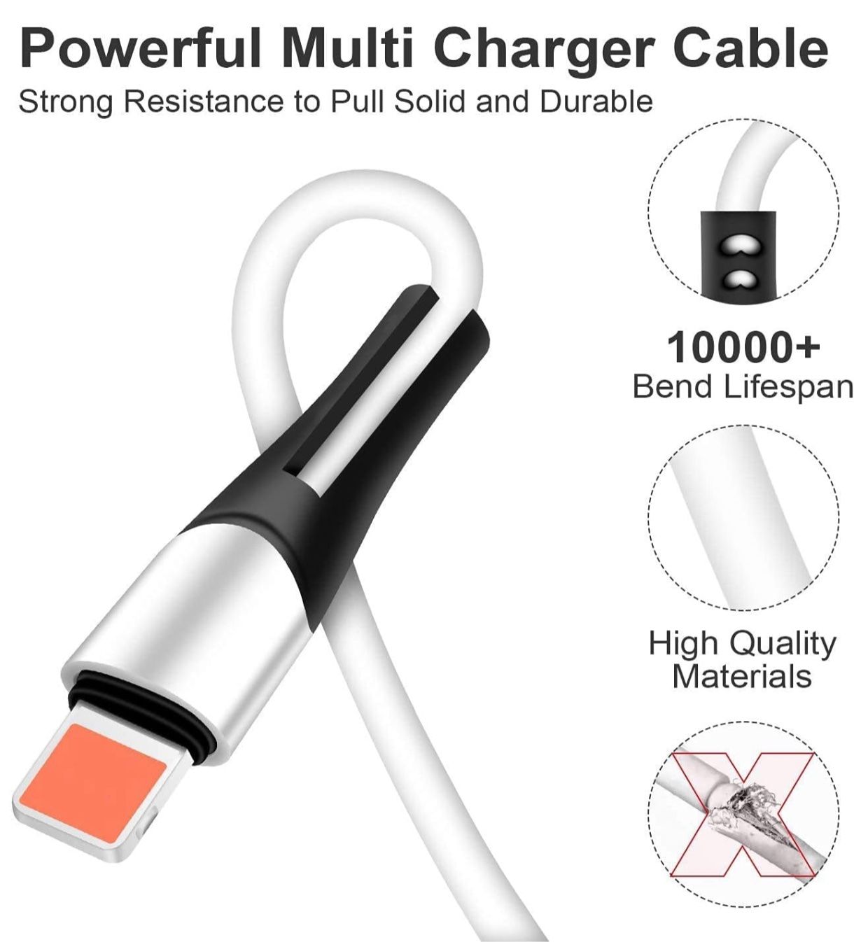 Kabel: Multi USB Kabel 6 in 1 3A 1.2M Universelles USB A/C – Neu und originalverpackt aus Bülach von StoreInShop.com 3