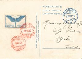 Lauterbrunnen BE Jungfrau Flugpost 1932 Bellinzona