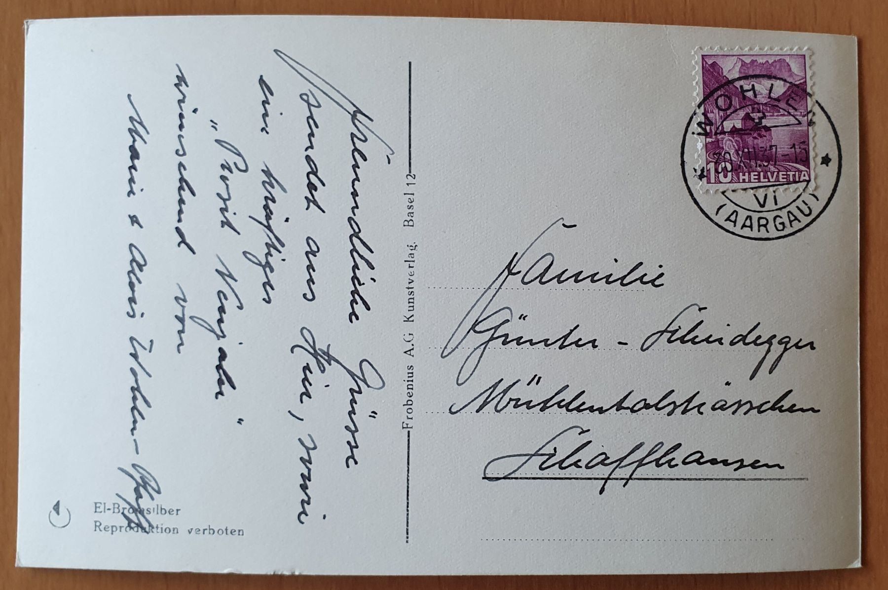 Ansichtskarten: Wohlen 1937 – Gebraucht aus Kreuzlingen von Rschweiz1 1