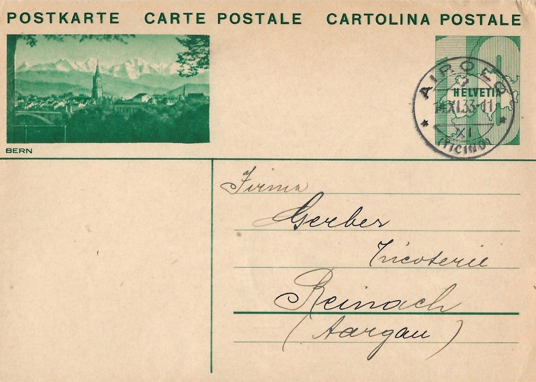 Ansichtskarten: Vollstempel Airolo TI, 1933 - Bern – Gebraucht aus Frauenfeld von Merk52