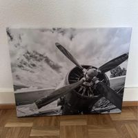 Tableau photo avion hélice noir et blanc 40x50cm