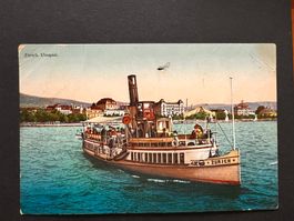 Postkarte Schiff Zürich 1913 (P377)