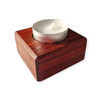 Teelichthalter aus Holz, Padouk, afrik. Korallenholz 6x6cm