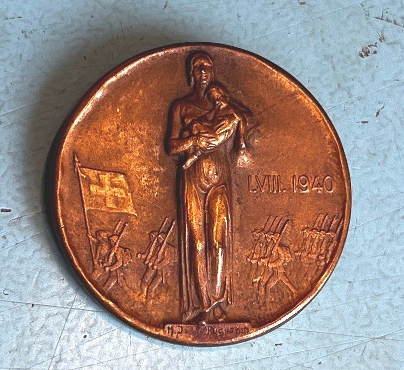 Swiss Placchette & Badge: 1 . Augustabzeichen 1940 – Usato da Obernau venduto da Wgnom