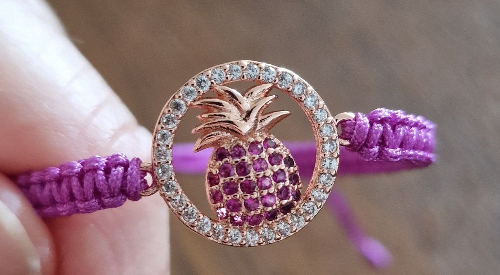 Violettes Makramee Armband mit Strass Ananas 🍍 von BELS (Neu (gemäss ...